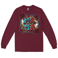 Burgundy baseball mama with leopard Long Sleeve Tee - Zillion Design Studio