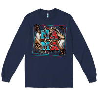 Navy baseball mama with leopard Long Sleeve Tee - Zillion Design Studio