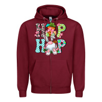 Burgundy Hip hop Happy Easter Zipper Hoodie - Neo Western