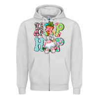 Dove Grey Hip hop Happy Easter Zipper Hoodie - Neo Western