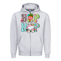 Heather Grey Hip hop Happy Easter Zipper Hoodie - Neo Western