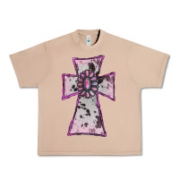 Burro Cowhide Pink Gemstone Cross Urban Heavy Tee - RanaPortraitStore