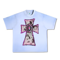 Grape Ice Cowhide Pink Gemstone Cross Urban Heavy Tee - RanaPortraitStore