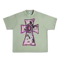 Oil Green Cowhide Pink Gemstone Cross Urban Heavy Tee - RanaPortraitStore