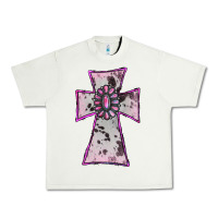 Pistachio Cowhide Pink Gemstone Cross Urban Heavy Tee - RanaPortraitStore