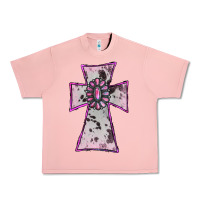 Salmon Cowhide Pink Gemstone Cross Urban Heavy Tee - RanaPortraitStore