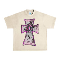 Sandshell Cowhide Pink Gemstone Cross Urban Heavy Tee - RanaPortraitStore