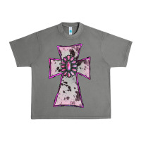 Tornado Cowhide Pink Gemstone Cross Urban Heavy Tee - RanaPortraitStore