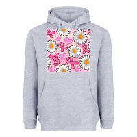 Heather Grey breast cancer awareness with daisy and heart seamless pattern Heavyweight Hoodie - BundleAndBundleShop