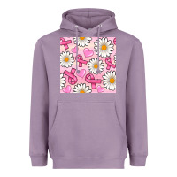 Lavender breast cancer awareness with daisy and heart seamless pattern Heavyweight Hoodie - BundleAndBundleShop
