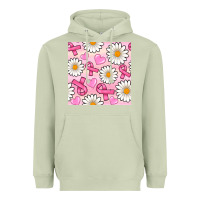 Matcha breast cancer awareness with daisy and heart seamless pattern Heavyweight Hoodie - BundleAndBundleShop