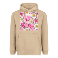 Mushroom breast cancer awareness with daisy and heart seamless pattern Heavyweight Hoodie - BundleAndBundleShop