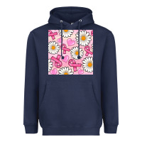 Navy breast cancer awareness with daisy and heart seamless pattern Heavyweight Hoodie - BundleAndBundleShop