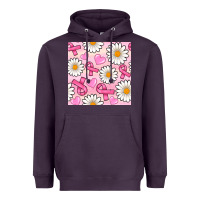 Plum breast cancer awareness with daisy and heart seamless pattern Heavyweight Hoodie - BundleAndBundleShop