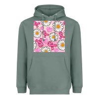 Sage breast cancer awareness with daisy and heart seamless pattern Heavyweight Hoodie - BundleAndBundleShop
