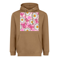Toasted Coconut breast cancer awareness with daisy and heart seamless pattern Heavyweight Hoodie - BundleAndBundleShop