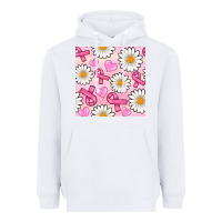 White breast cancer awareness with daisy and heart seamless pattern Heavyweight Hoodie - BundleAndBundleShop