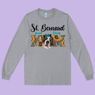 Western St. Bernard Mom Long Sleeve Tee Designed By Ranaportraitstore