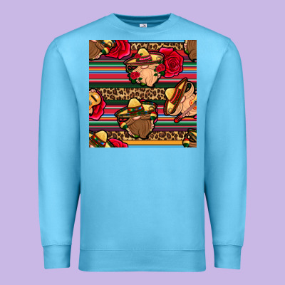 Mexican Gnomes Seamless Pattern Premium Sweatshirt Designed By Bundleandbundleshop