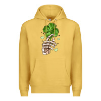 Antique Gold skeleton hand with shamrock st patrick s day Premium Hoodie - MaliasSmallBusiness