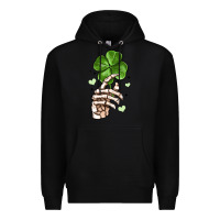 Black skeleton hand with shamrock st patrick s day Premium Hoodie - MaliasSmallBusiness