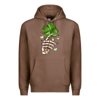 Chestnut skeleton hand with shamrock st patrick s day Premium Hoodie - MaliasSmallBusiness