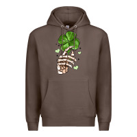 Coffee skeleton hand with shamrock st patrick s day Premium Hoodie - MaliasSmallBusiness