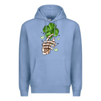 Colony Blue skeleton hand with shamrock st patrick s day Premium Hoodie - MaliasSmallBusiness