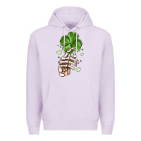 Lilac skeleton hand with shamrock st patrick s day Premium Hoodie - MaliasSmallBusiness