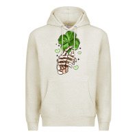 Oatmeal Heather skeleton hand with shamrock st patrick s day Premium Hoodie - MaliasSmallBusiness