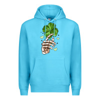 Ocean Blue skeleton hand with shamrock st patrick s day Premium Hoodie - MaliasSmallBusiness