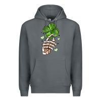 Rock skeleton hand with shamrock st patrick s day Premium Hoodie - MaliasSmallBusiness