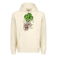 Sandshell skeleton hand with shamrock st patrick s day Premium Hoodie - MaliasSmallBusiness