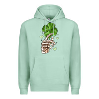 Seafoam skeleton hand with shamrock st patrick s day Premium Hoodie - MaliasSmallBusiness