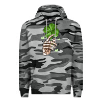 Slate Camo skeleton hand with shamrock st patrick s day Premium Hoodie - MaliasSmallBusiness