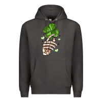 Smoke skeleton hand with shamrock st patrick s day Premium Hoodie - MaliasSmallBusiness