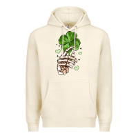 Tofu skeleton hand with shamrock st patrick s day Premium Hoodie - MaliasSmallBusiness