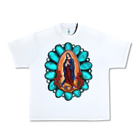 White Gemstone Lady Of Guadalupe Urban Heavy Tee - RanaPortraitStore
