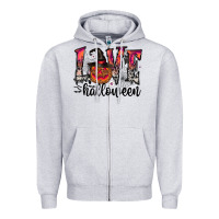 Heather Grey love halloween Zipper Hoodie - CowhideDigitalArt