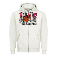 Oatmeal Heather love halloween Zipper Hoodie - CowhideDigitalArt