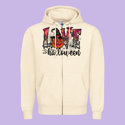 Love Halloween Zipper Hoodie Designed By Cowhidedigitalart