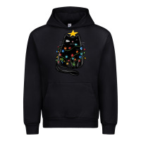 Black christmas cat with lights Urban Hoodie - MaliasSmallBusiness