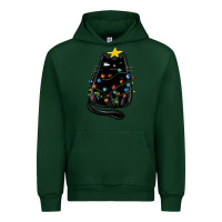 Forest Green christmas cat with lights Urban Hoodie - MaliasSmallBusiness