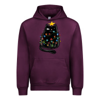 Mauve Wine christmas cat with lights Urban Hoodie - MaliasSmallBusiness