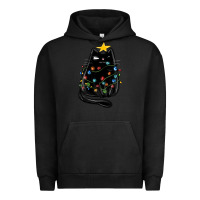 Pigment Black christmas cat with lights Urban Hoodie - MaliasSmallBusiness