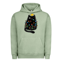 Pigment Oil Green christmas cat with lights Urban Hoodie - MaliasSmallBusiness