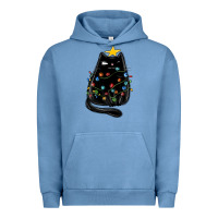 Pigment Pebble Blue christmas cat with lights Urban Hoodie - MaliasSmallBusiness