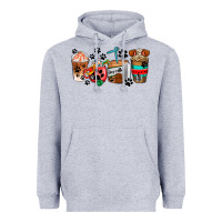 Heather Grey dogs coffee cups Heavyweight Hoodie - AdoDesignShop