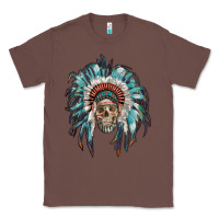 Chestnut indian headdress with native american skull Classic Tee - RanaPortraitStore