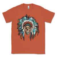 Copper indian headdress with native american skull Classic Tee - RanaPortraitStore